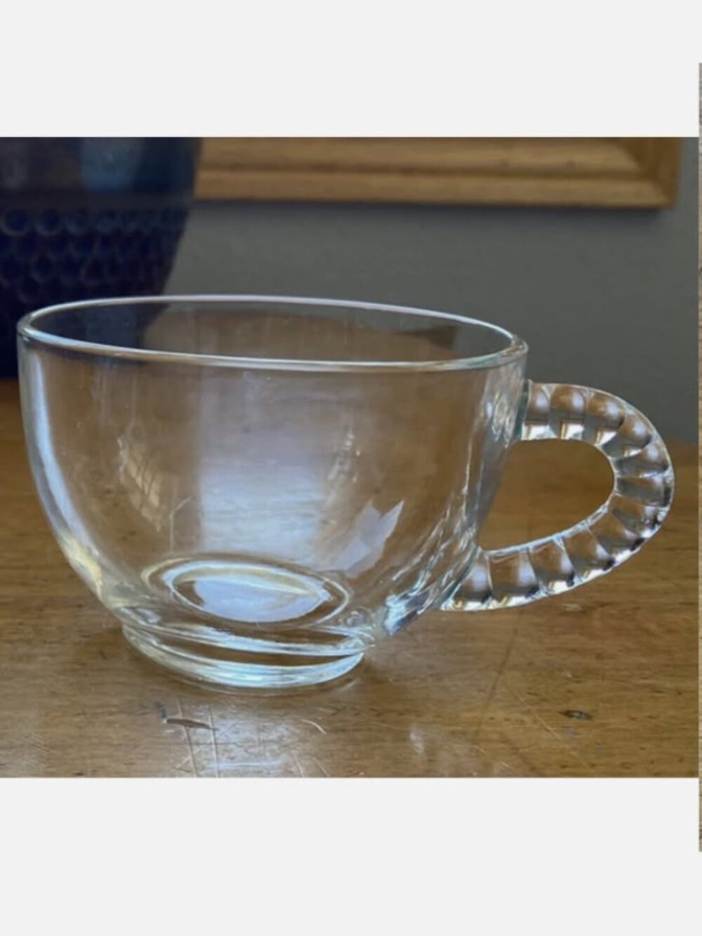 Vintage Federal Glass Tea/Punch Cup with Ribbed Bubble Handle - set of 4